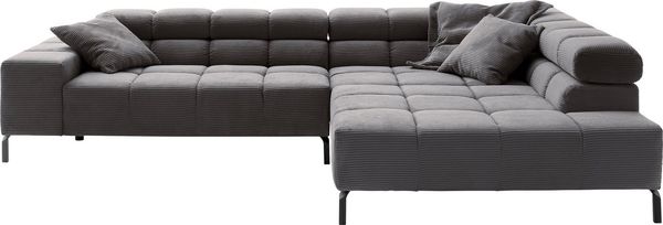 INOSIGN Ecksofa Ancona New, wahlweise motorische Sitztiefenverstellung, auch Cord, feine Steppung, mit Kopfteilverstellung, 3 Zierkissen, L-Form