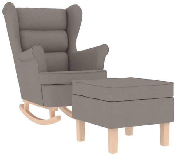 vidaXL Schaukelstuhl mit Fußhocker Taupe Stoff 3308003