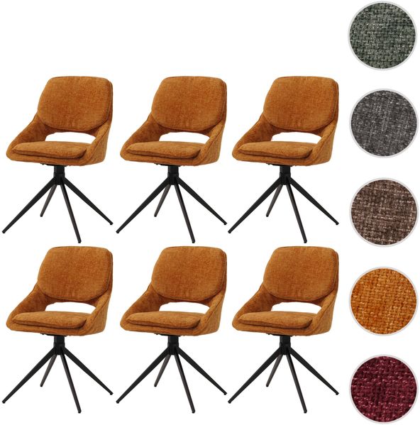 6er-Set Esszimmerstuhl HWC-N73, Küchenstuhl, drehbar Auto-Return, Stoff/Textil Chenille (490g/m²) Öko-Tex ~ ocker-gelb Bild 9