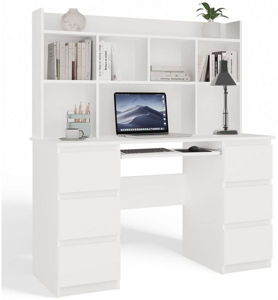 Raumhirsch Furniture Schreibtisch mit Tastaturauszug, Bürotisch, BüroBürotisch (Maße 130 x 146 x 51 cm, viel Stauraum), Modernes Design, Robuste Konstruktion