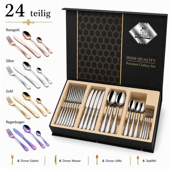 Faizee Home Besteck-Set Kopie von Otto Besteck Gift Box Gold #1