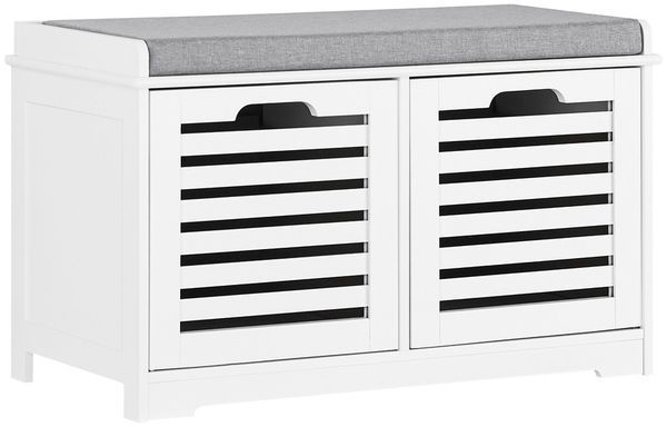 SoBuy FSR23-K-W Schuhbank, MDF, Lackiert, Weiß, 71 x 44 x 35 cm