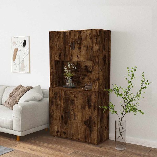 Highboard, BuffetSchrank, Büroschrank Räuchereiche Holzwerkstoff