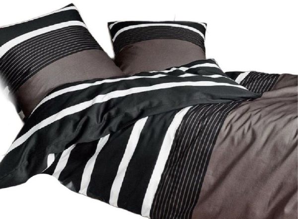 soma Bettwäsche Bettbezug 135x200 80x80 gestreift braun schwarz Streifen bieber warm, Biber, 2 teilig, Warme Biber Flanell Bettwäsche 135x200 Herbst Winter kuschelig weich