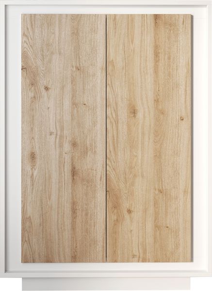 Highboard >Siena< 6 Böden, Weiss Lack matt, Cadiz Eiche Dekor - 106x171x40 (BxHxT)