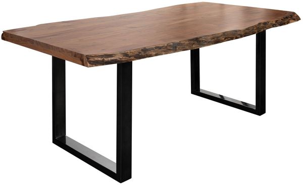 Baumtisch Akazie 220x100x77 natur lackiert / U-Beine anthrazit glänzend FREEFORM 5