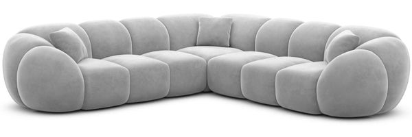 Couch Valderosa L Form in Samtstoff - Samtstoff - hellgrau