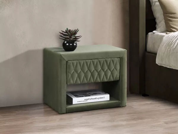 Vente-unique - DANIELE Bedside table SamtStoff Grün - B 35 cm x H 41 cm x L 50 cm