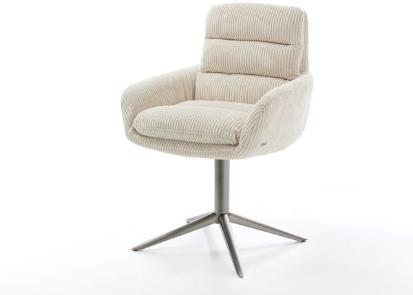 Drehstuhl Abelia-Flex mit Armlehnen Cord Beige Fußkreuz Graphit 360° drehbar Wippfunktion