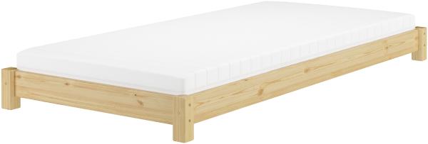 Breites Flachbett Futonbett Niedrigbett 100x200 Kiefer massiv V-60.51-10Rollrost und Matratze inkl.