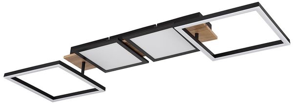 LED Deckenleuchte, Metall, Holzoptik, beweglich, L 100 cm