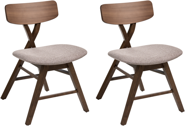 Esszimmerstuhl 2er Set LELAND Holz Braun Taupe
