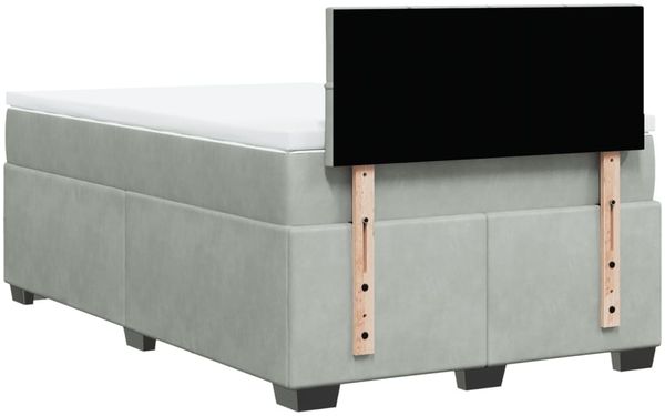 vidaXL Boxspringbett mit Matratze Hellgrau 120x200 cm Samt 3286282 Bild 10