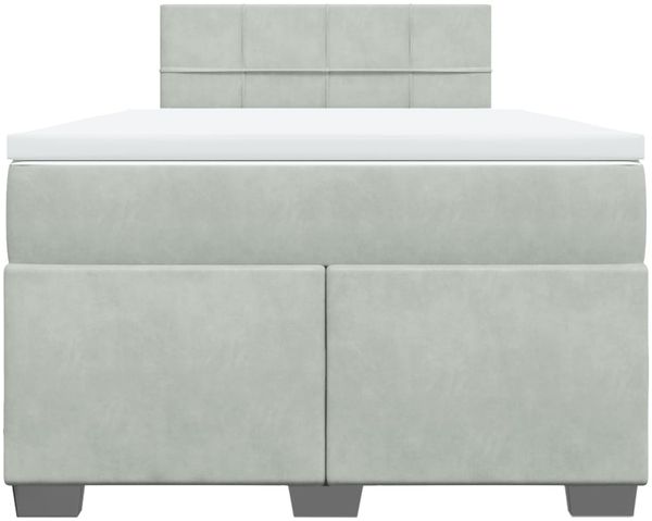 vidaXL Boxspringbett mit Matratze Hellgrau 120x200 cm Samt 3286282 Bild 4