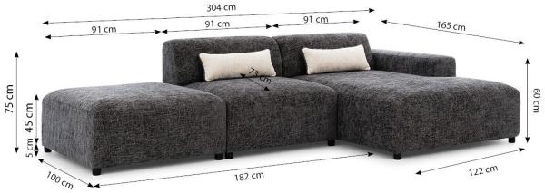 Ecksofa Designersofa ROMY in Stoff Enjoy Me Honiggelb Ottomane Links Bild 2