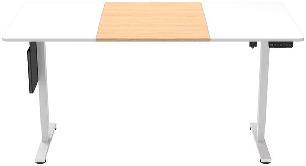 HOME DELUXE Höhenverstellbarer Schreibtisch ELMO inkl. PC-Halterung Weiß/Holz - 160 x 60 cm Bild 2