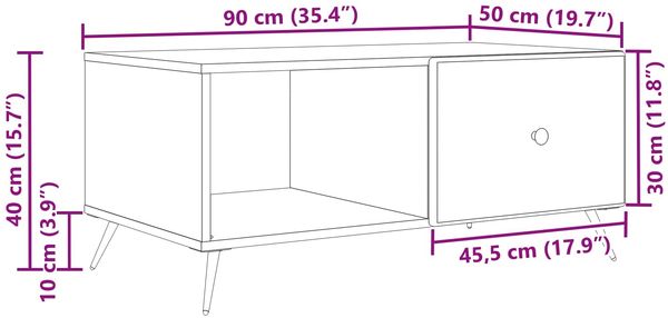 vidaXL Couchtisch Artisan-Eiche 90 x 50 x 40 cm Holzwerkstoff 895654 Bild 10