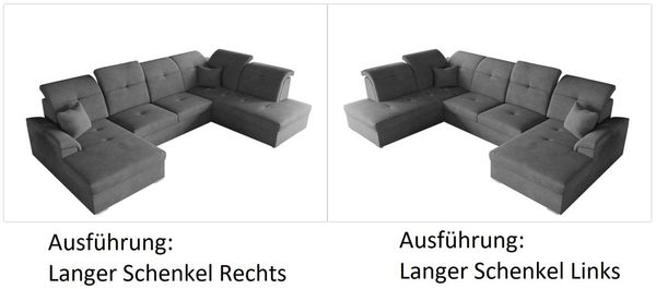 Wohnlandschaft Schlafsofa FREJA Stoff Brooklyn Hellgrau Langer Schenkel Rechts Bild 3