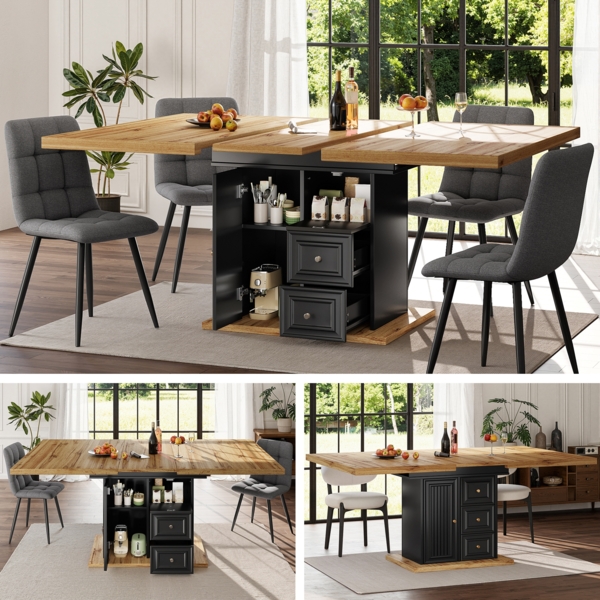 Ausziehbarer Esstisch, geeignet für Küche, Esszimmer oder Terrasse, aus Holz, 110 x 80 x 75 cm