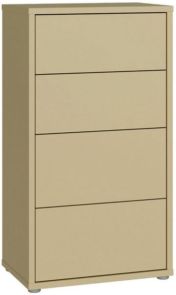 Forte Alice Springs Kommode 50 60, modern-minimalistisch, 4 Schubladen, Wohn-/Schlafzimmer, Holzwerkstoff, Buttergelb, 54,8 cm breit x 99,1 cm hoch x 34,9 cm tief