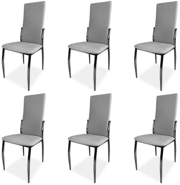 Somnia Descanso - Set mit 6 gepolsterten Stühlen für Wohnzimmer, Esszimmer, Marengo Finish und verchromte Beine, Modell LYA, Maße: 43 cm (Breite) x 48 cm (Tiefe) x 99,5 cm (Höhe)