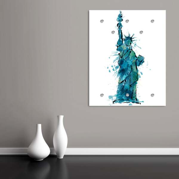 Queence Garderobe - "Liberty Lady" Druck auf hochwertigem Arcylglas inkl. Edelstahlhaken und Aufhängung, Format: 100x120cm Bild 2
