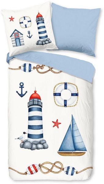 PURE luxury collection Kinderbettwäsche Maritime, Microfaser, 2 teilig, Mikrofaser, 135x200, 2 Teilig, Wendeoptik, Maritim, Strand