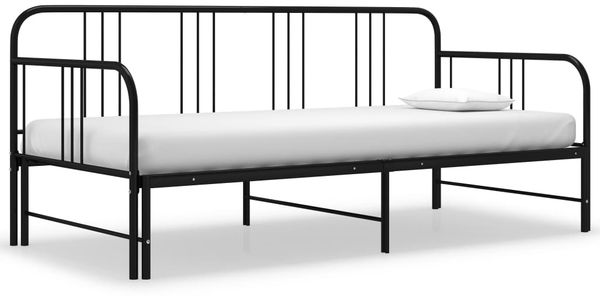 Tagesbett, Einzelbett Ausziehbar Schwarz Metall 90x200 cm