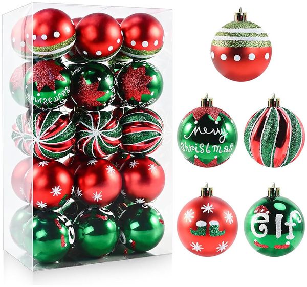 ABC 30-teiliges Dekokranz-Set, für Weihnachten, weiß, Kunststoff / Glas, 13 x 19 x 14 cm