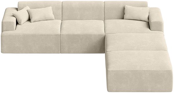skølm 'Freki' Cloud Sofa 3 Sitzer mit 2x Hocker, Vollschaumcouch mit Federkern und Vakuum-Kompression, kein Aufbau erforderlich, mit 3 Kissen, Cord beige Bild 10