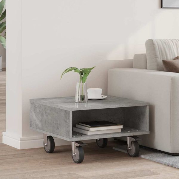 vidaXL Beistelltisch mit Rädern Beton Grau 50,5 x 50 x 30 cm 891027