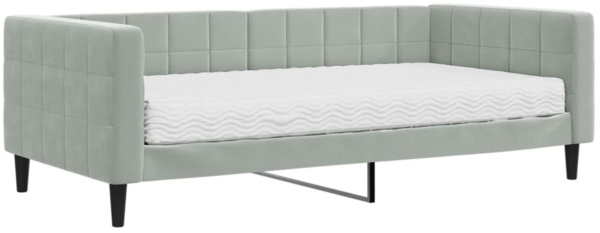 vidaXL Tagesbett mit Matratze Hellgrau 90x190 cm Samt 3196680