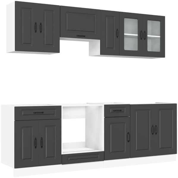 vidaXL 8-tlg. Küchenschrank-Set Kalmar Schwarz Holzwerkstoff 3314822