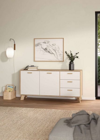andas Sideboard Ikast, Stauraum, Schubladenschrank, Aufbewahrung, 2 Türen und 3 Schubladen, Breite 147 cm, Höhe 73 cm