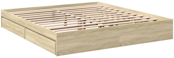 vidaXL Bettgestell mit Schubladen Sonoma-Eiche 200x200cm Holzwerkstoff 3280631 Bild 2