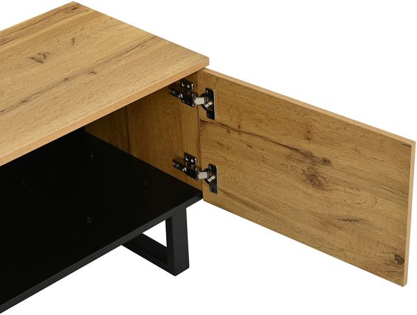 TV Lowboard Sideboard 180 cm Holzoptik -Fernsehschrank mit Klappfach (Hydraulik), höhenverstellbaren Füßen & Stauraum Bild 9