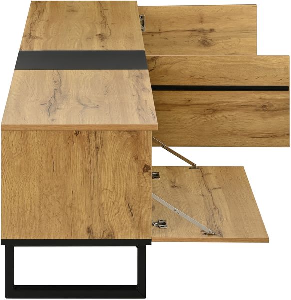 TV Lowboard Sideboard 180 cm Holzoptik -Fernsehschrank mit Klappfach (Hydraulik), höhenverstellbaren Füßen & Stauraum Bild 7
