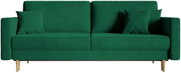 Selsey 'Valico' 3-Sitzer Schlafsofa in Samt wasserabweisend mit goldenen Beinen, Grün Bild 5