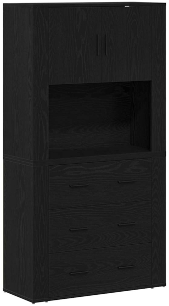 vidaXL Highboard Schwarz Eichen-Optik 80 x 33 x 150 cm Holzwerkstoff 3334345