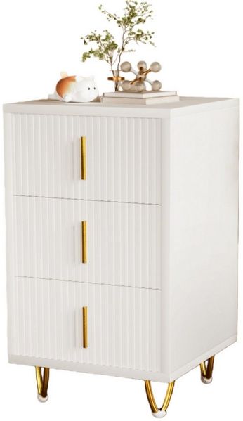 oyajia Nachttisch Nachtschrank mit 3 Schubladen, Beistelltisch, Nachtkommode (Metallfüße, Weiß, 40 x 49 x 40 cm / 40 x 66 x 40 cm), für Kinderzimmer/Schlafzimmer/Wohnzimmer