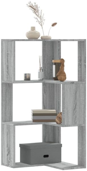 vidaXL Eck-Bücherregal 3 Böden Grau Sonoma 50x50x102 cm Holzwerkstoff 852596