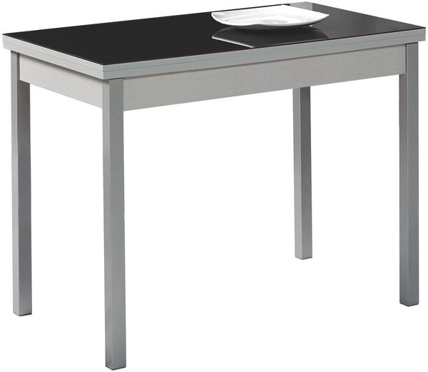 ASTIMESA Küchentisch, Metall, schwarz, 90x50 cm, ausgezogen, 140x50 cm