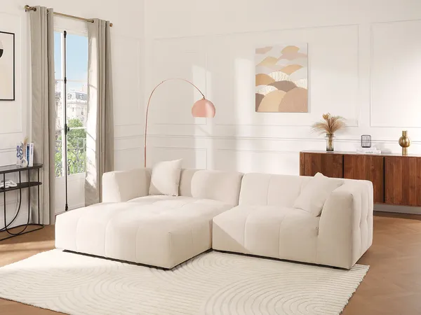 Vente-unique - NAEMIA Sofa SamtStoff Beige - B 161 cm x H 70 cm x L 272 cm