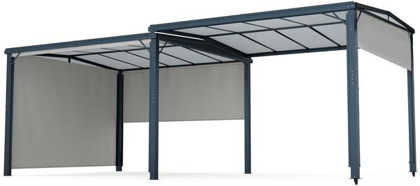 Blumfeldt Pantheon Solid Sky Expand Pavillon 3x6 m – Aluminiumrahmen, Verstellbare Größe & Wetterfestes Polycarbonat-Dach, Gartenpavillon, Dunkelgrau