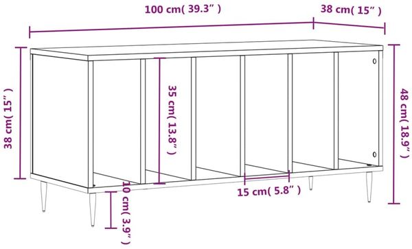 vidaXL Plattenschrank Weiß 100x38x48 cm Holzwerkstoff 831740 Bild 9