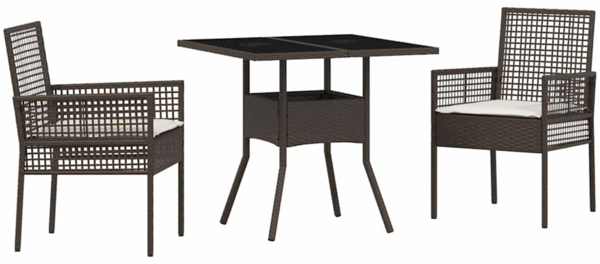 vidaXL Garten Essgruppe 3 pcs Braun Poly-Rattan 3334925