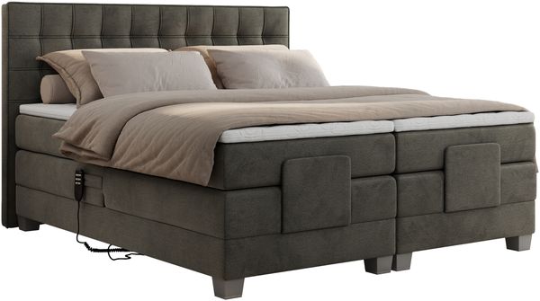 Boxspringbett elektrisch verstellbar, Schlafzimmerbett, Bettkasten - ELEKTRO - 200 x 200 cm - Dunkelgrau Velvet - H4 Bild 4