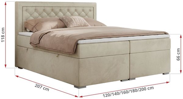 Boxspringbett, Modern Bett mit Multipocket-Matratze und zwei Bettkästen - JASIR - 200 x 200 cm - Beige Velvet - H3 Bild 5