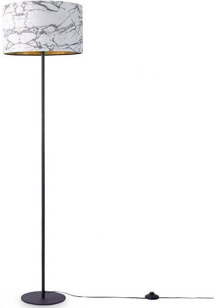 Paco Home Stehlampe Kraft 525, ohne Leuchtmittel, Wohnzimmer Schlafzimmer E27 Marmor Stein Design Grau Weiß