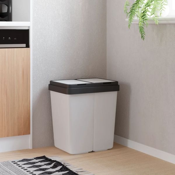 vidaXL Duo Mülleimer Weiß 2x25 L 154981